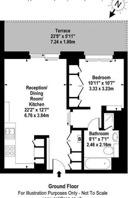 1 bedroom flat to rent - floorplan