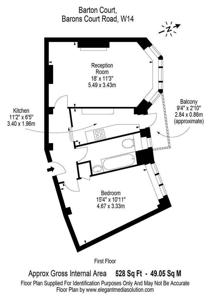 1 bedroom flat to rent - floorplan