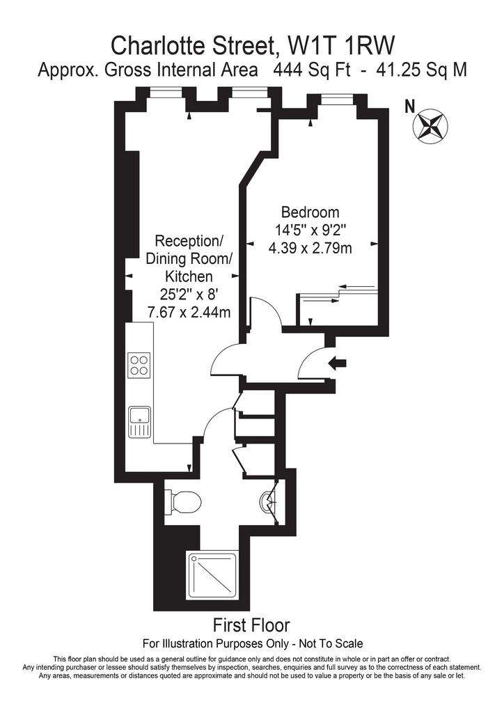 1 bedroom flat to rent - floorplan