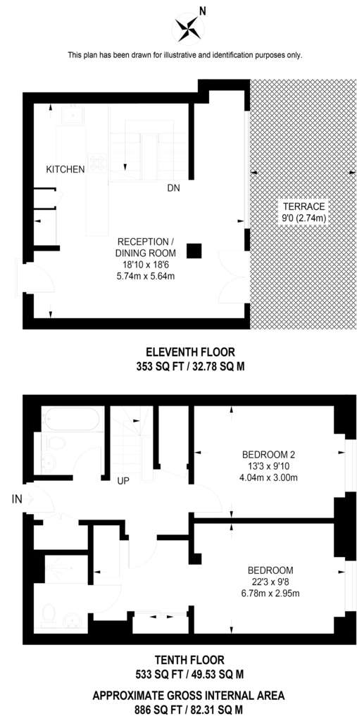 2 bedroom flat to rent - floorplan