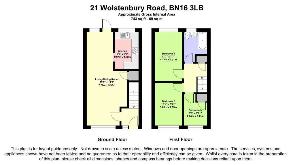 3 bedroom terraced house for sale - floorplan