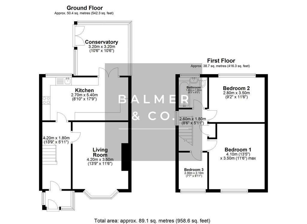 3 bedroom semi-detached house for sale - floorplan