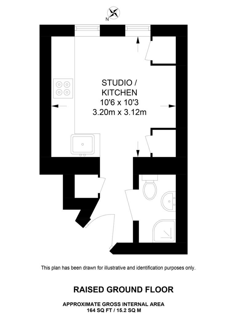 Studio flat to rent - floorplan