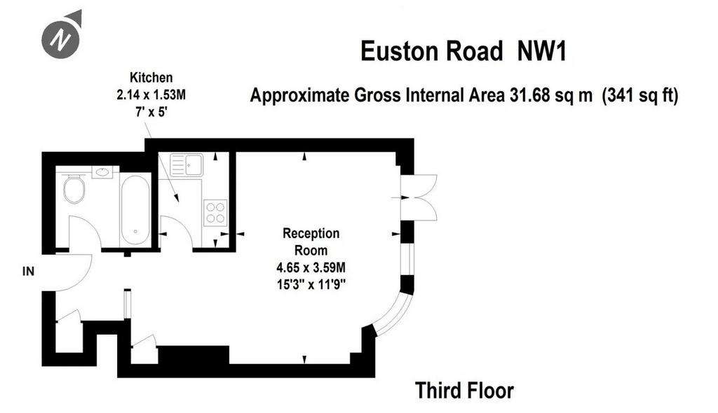 Studio flat to rent - floorplan