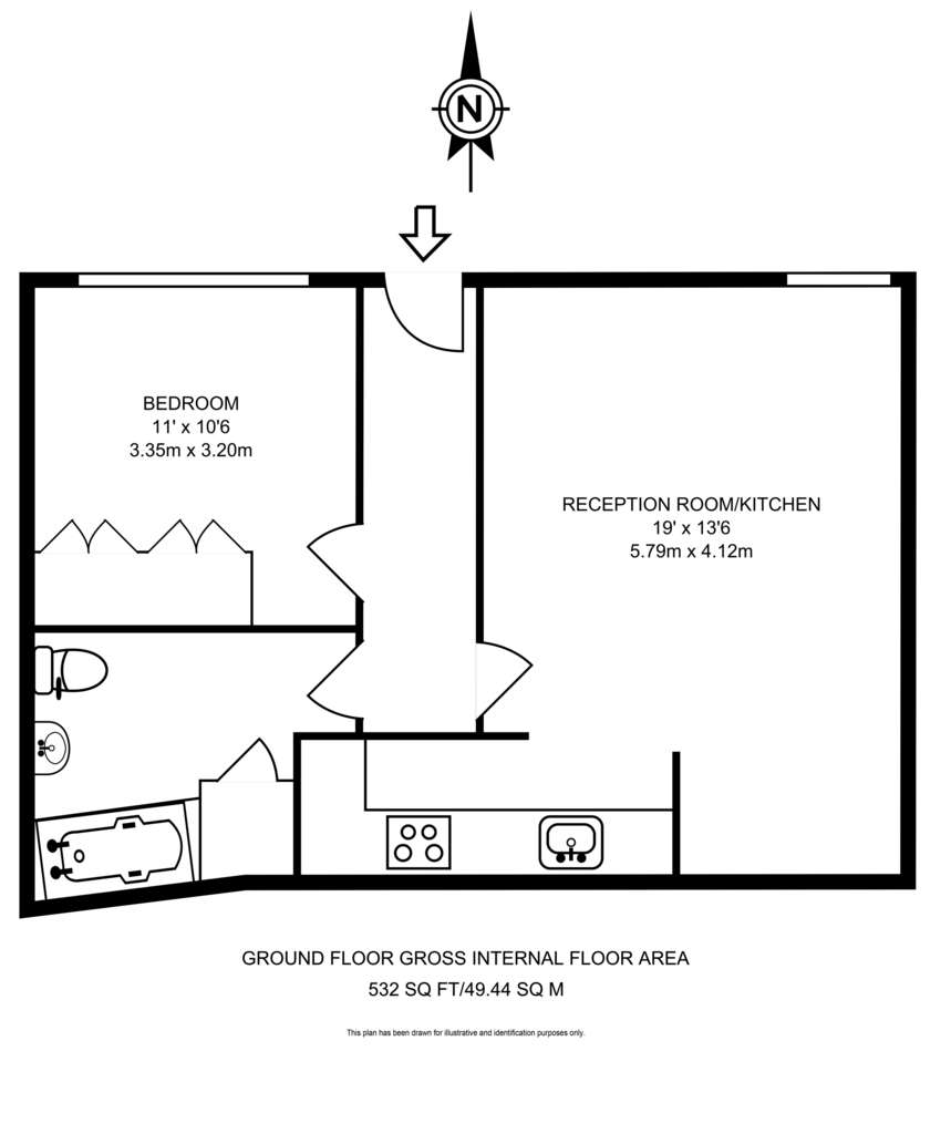 1 bedroom flat to rent - floorplan