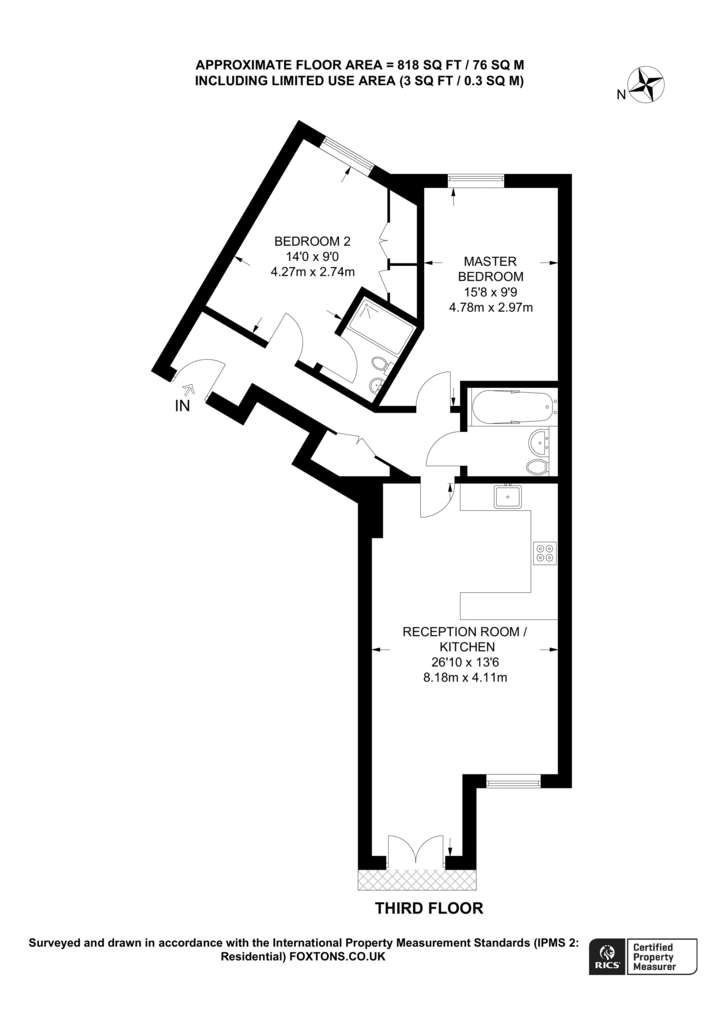 2 bedroom flat to rent - floorplan