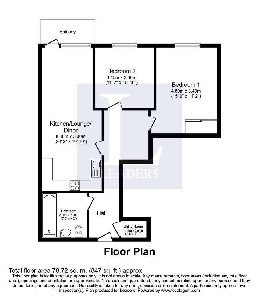 2 bedroom flat to rent - floorplan