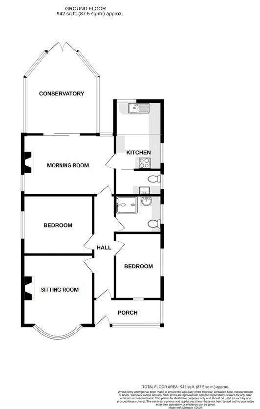 2 bedroom detached bungalow for sale - floorplan