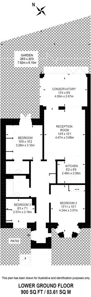 3 bedroom flat to rent - floorplan