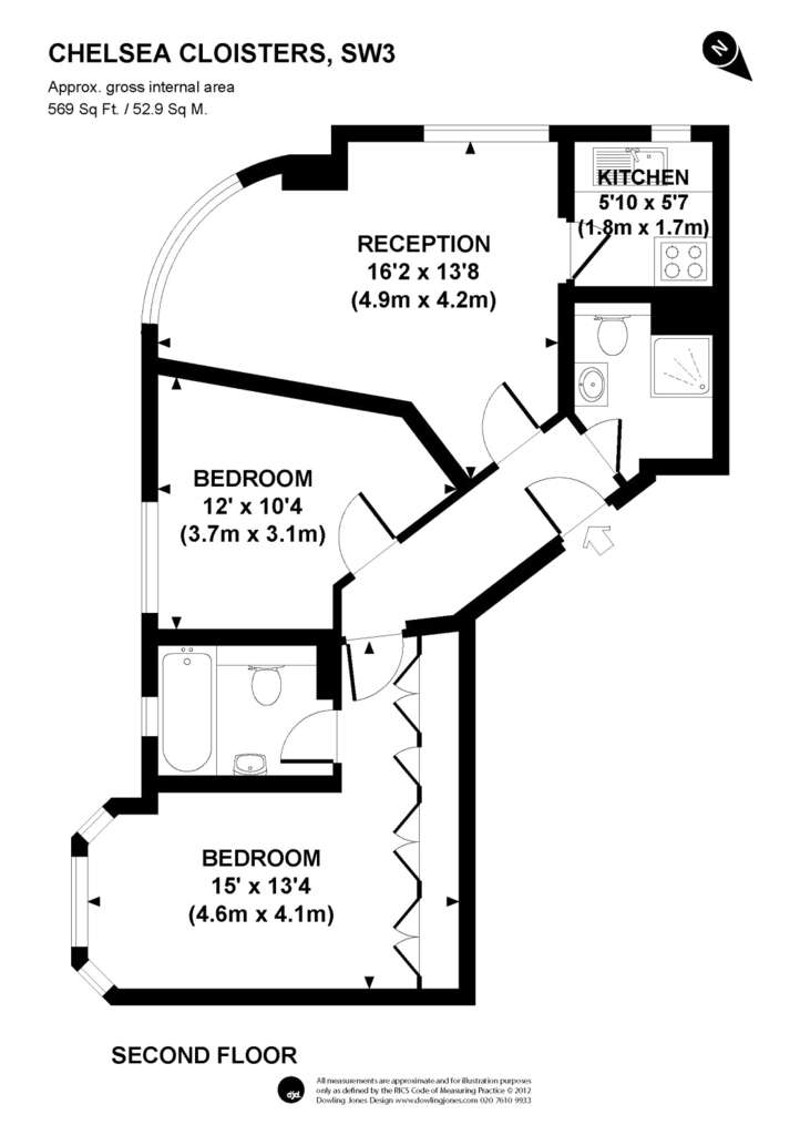 2 bedroom flat to rent - floorplan