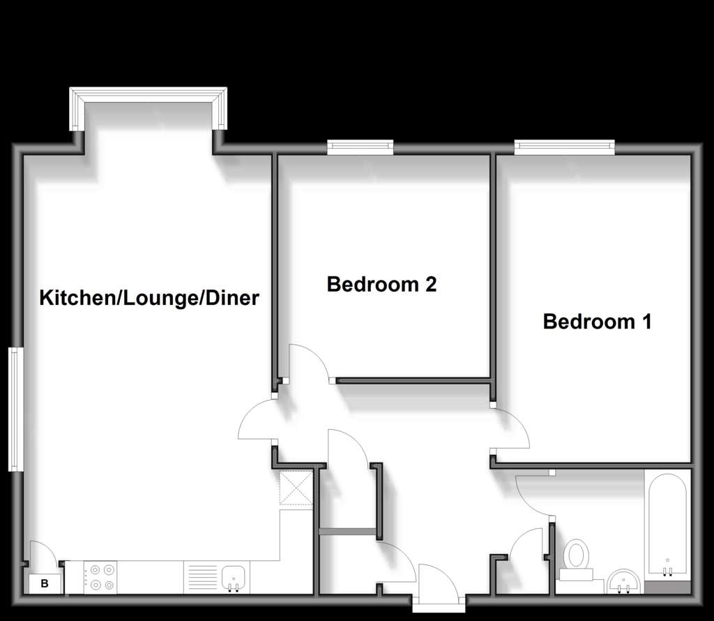 2 bedroom ground floor flat for sale - floorplan