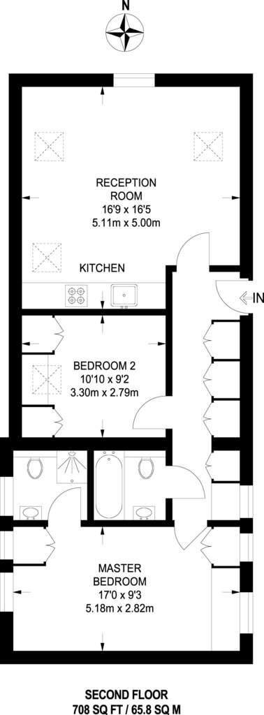 2 bedroom flat to rent - floorplan