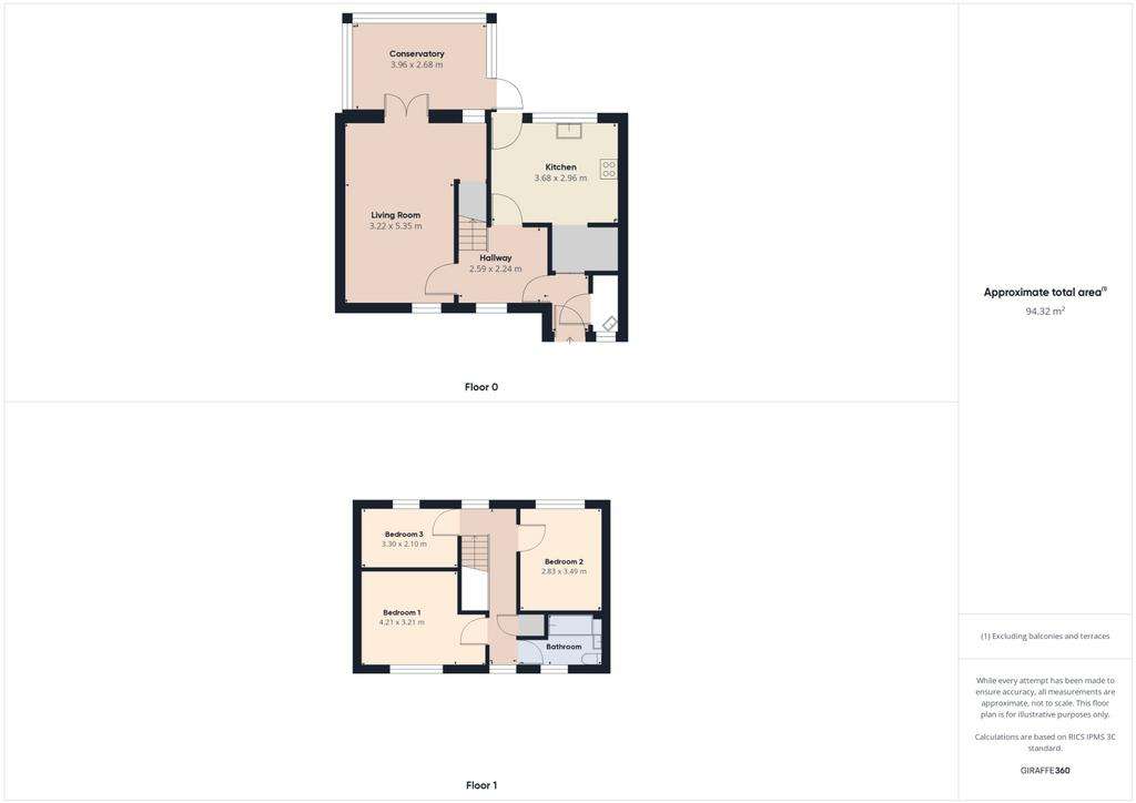 3 bedroom terraced house for sale - floorplan