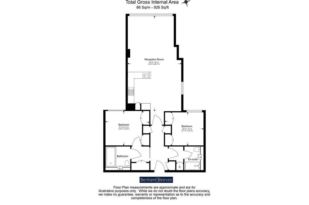 2 bedroom flat to rent - floorplan