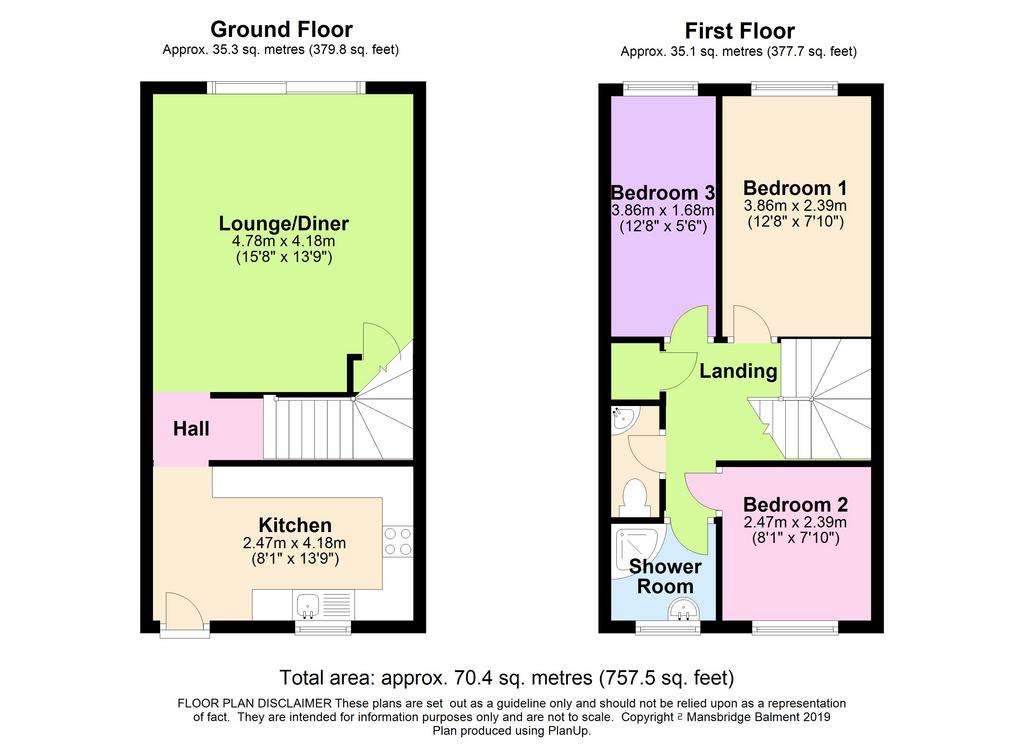 3 bedroom terraced house for sale - floorplan