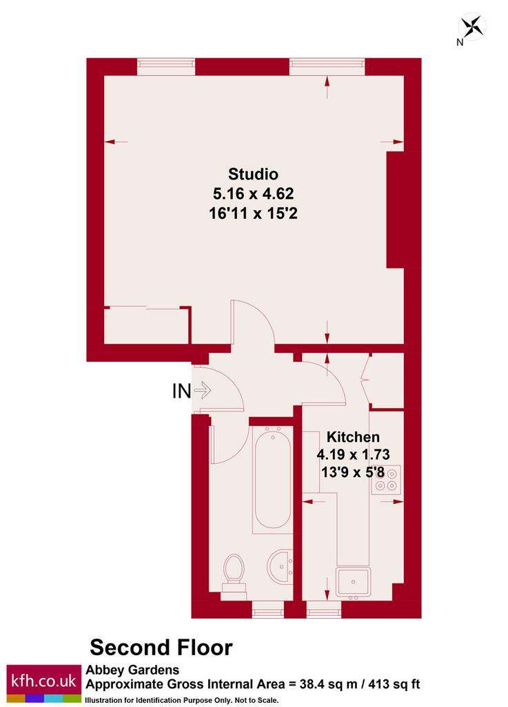 Studio flat for sale - floorplan