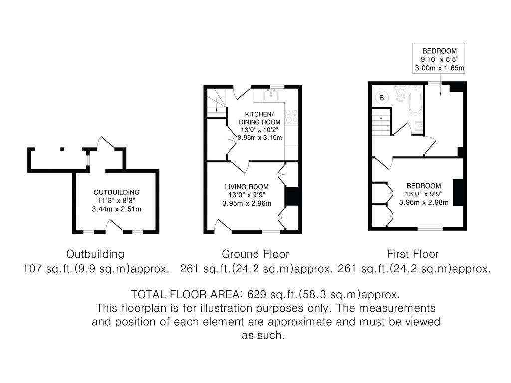 2 bedroom terraced house for sale - floorplan