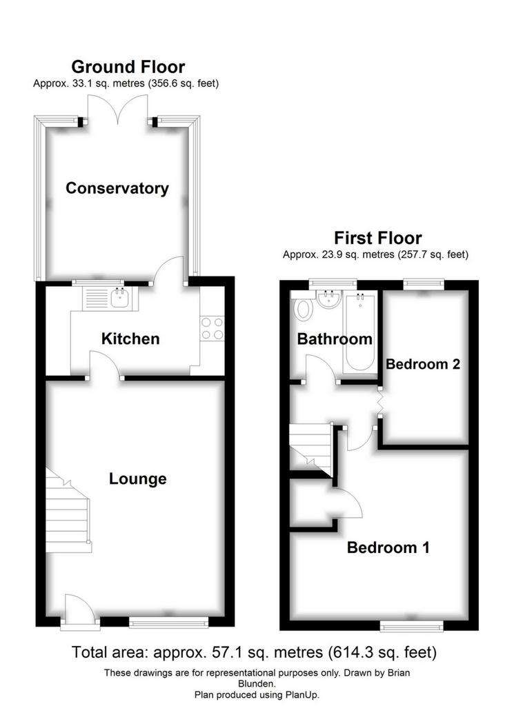 2 bedroom terraced house for sale - floorplan