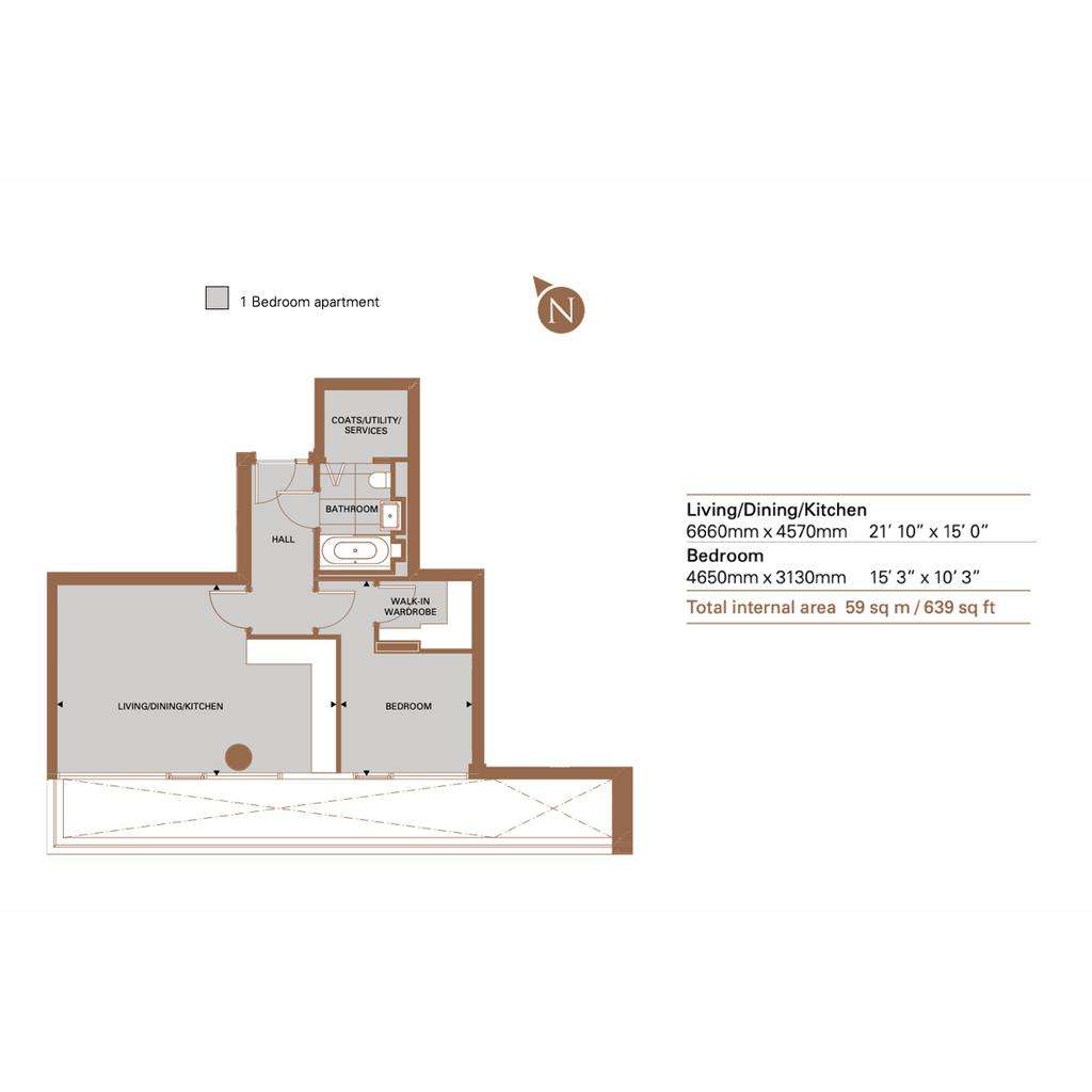 1 bedroom flat to rent - floorplan