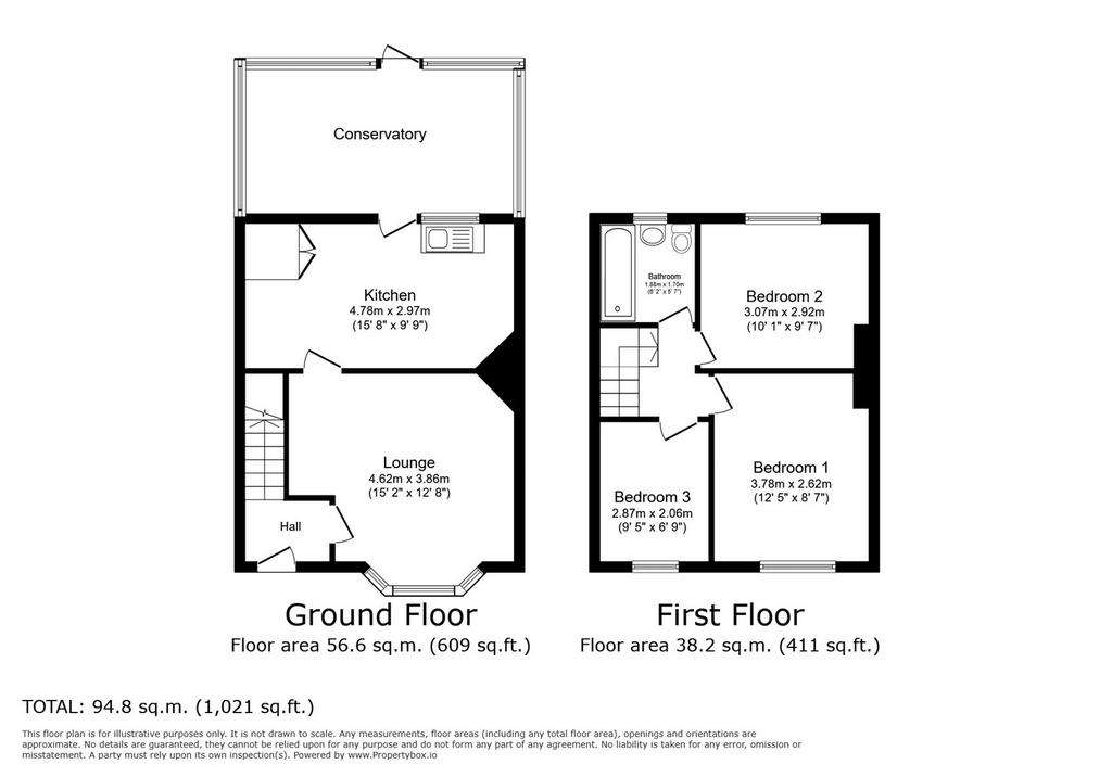 3 bedroom terraced house for sale - floorplan