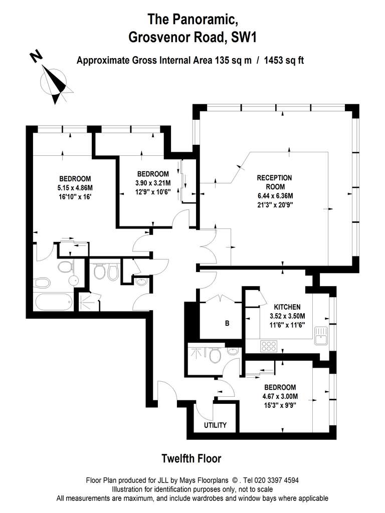 3 bedroom flat to rent - floorplan