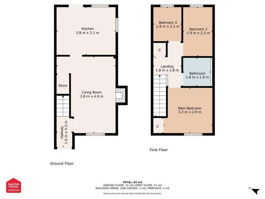 3 bedroom terraced house for sale - floorplan