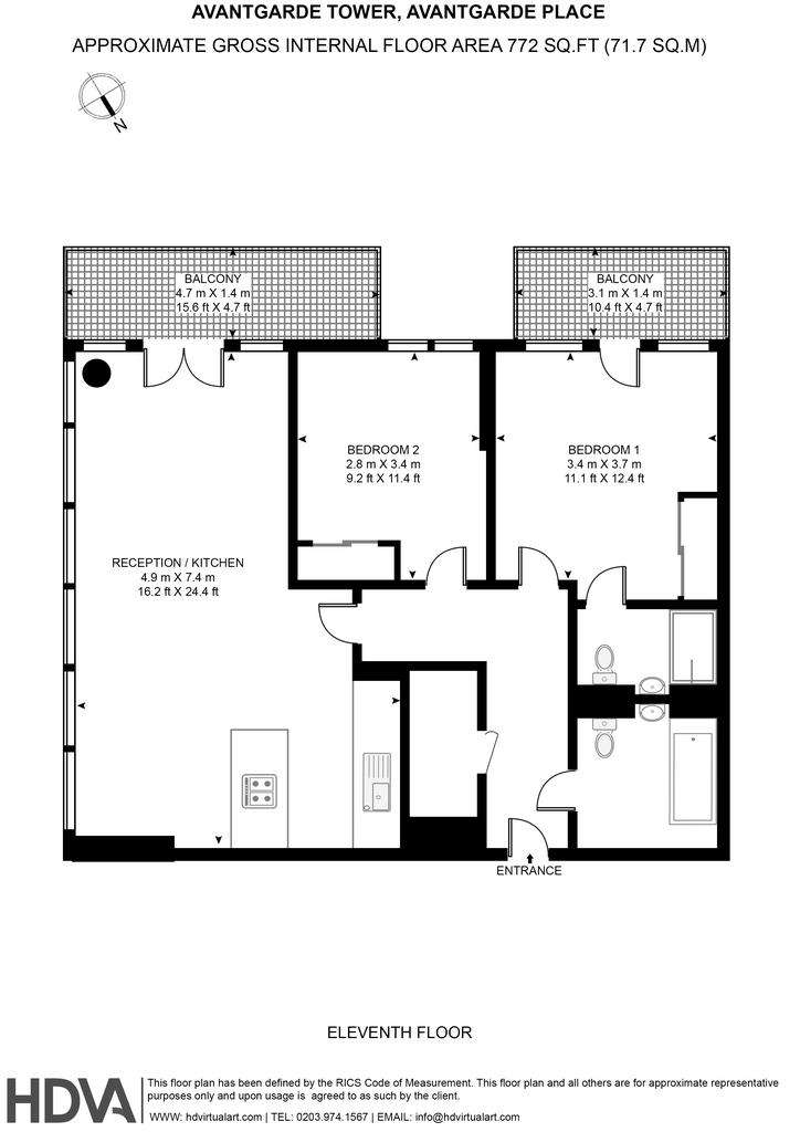 2 bedroom flat to rent - floorplan