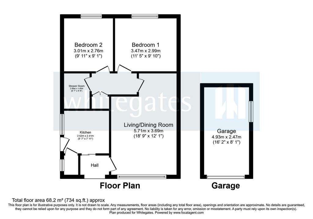 2 bedroom bungalow for sale - floorplan