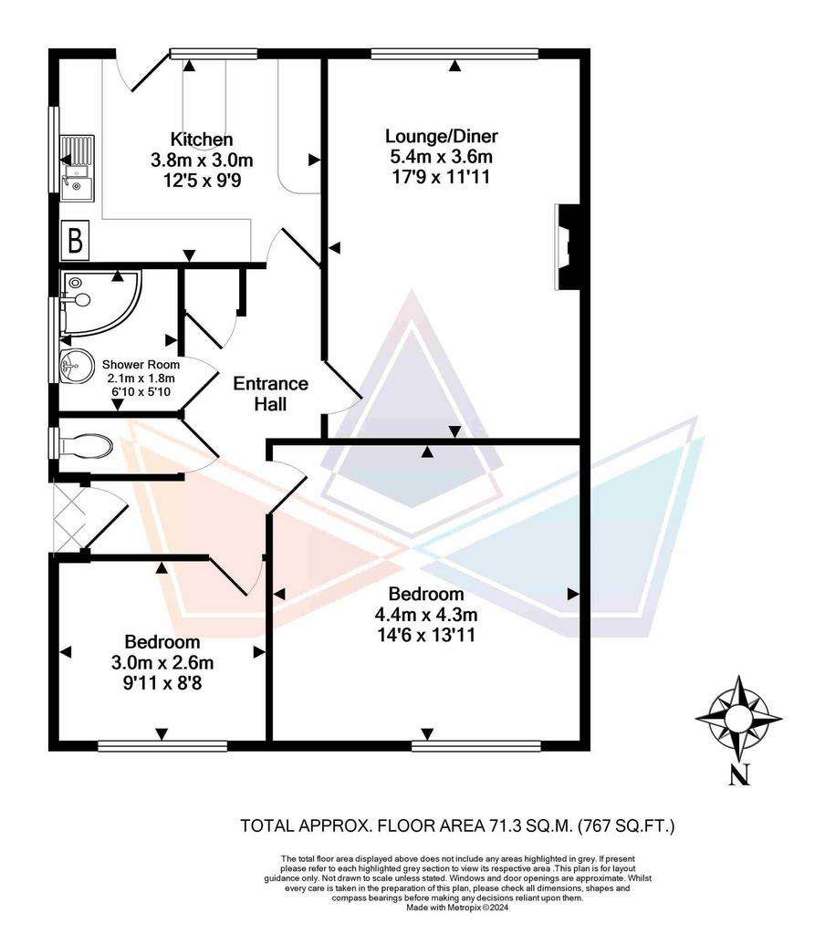 2 bedroom semi-detached bungalow for sale - floorplan