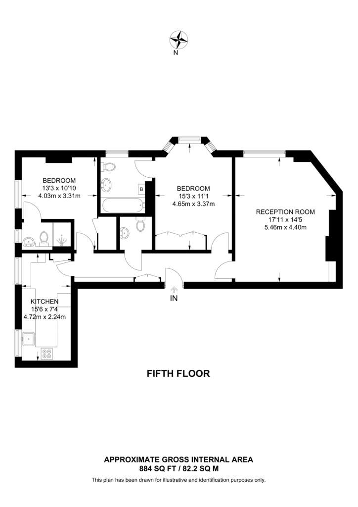 2 bedroom flat to rent - floorplan