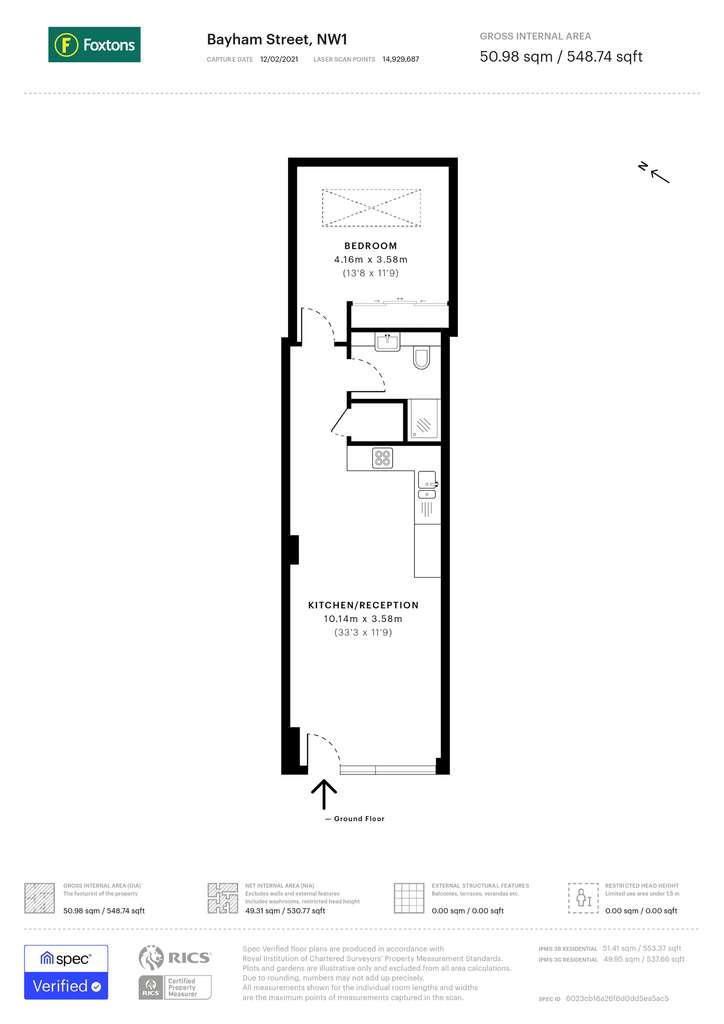 1 bedroom flat to rent - floorplan