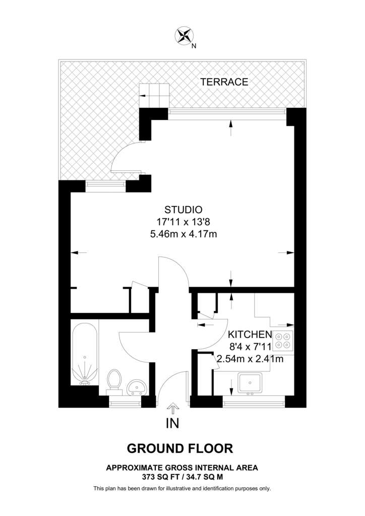 Studio flat to rent - floorplan