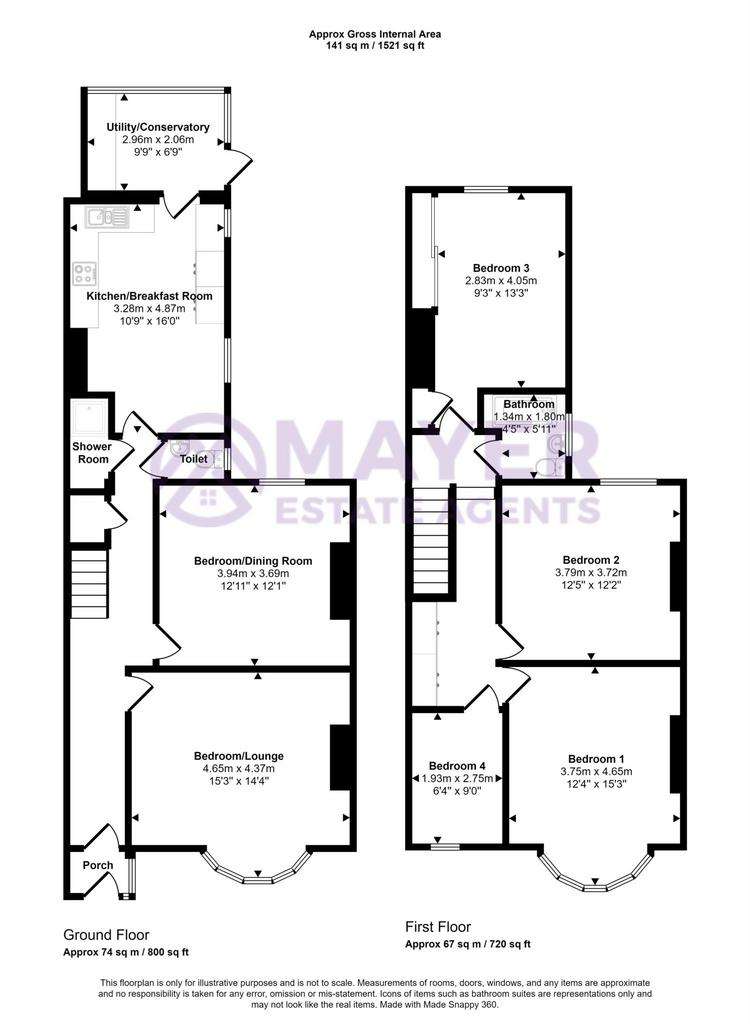 4 bedroom terraced house for sale - floorplan