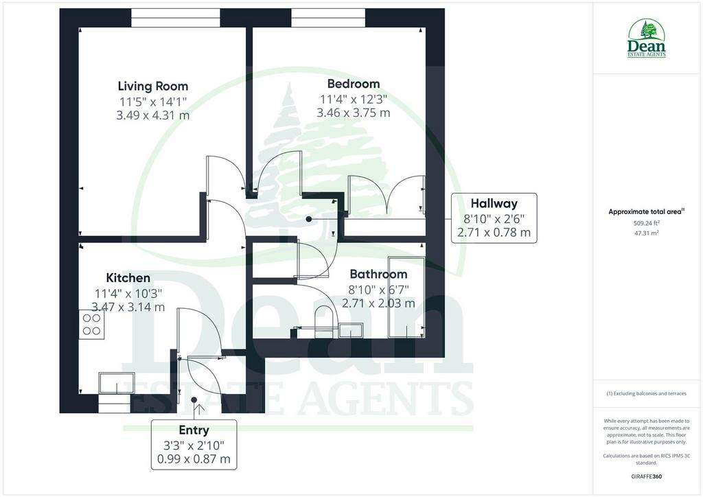 1 bedroom flat for sale - floorplan