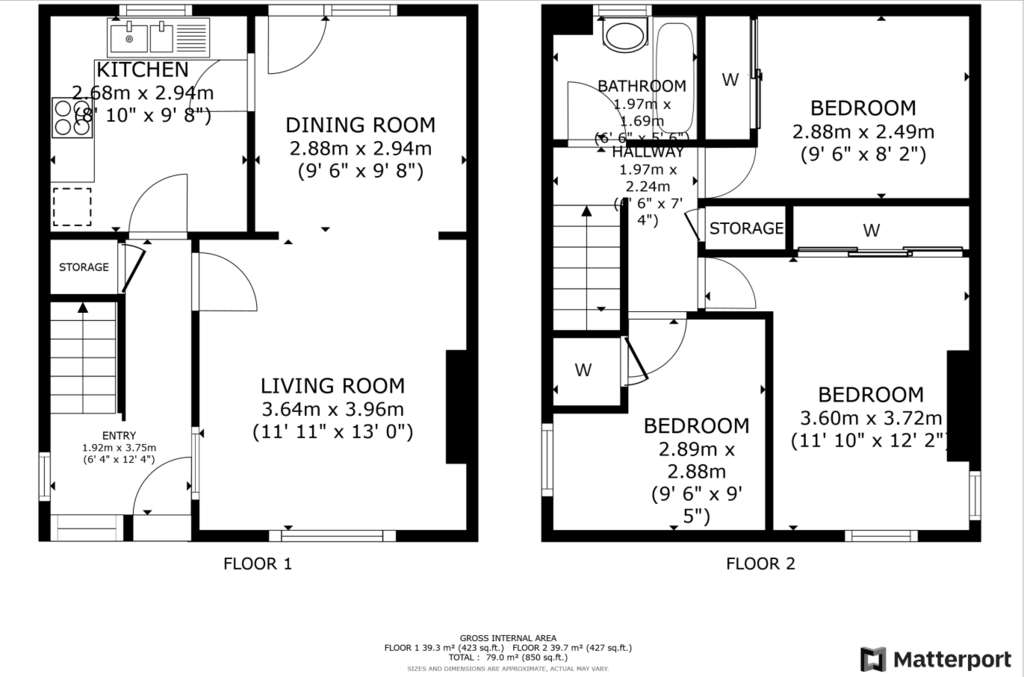 3 bedroom end of terrace house for sale - floorplan