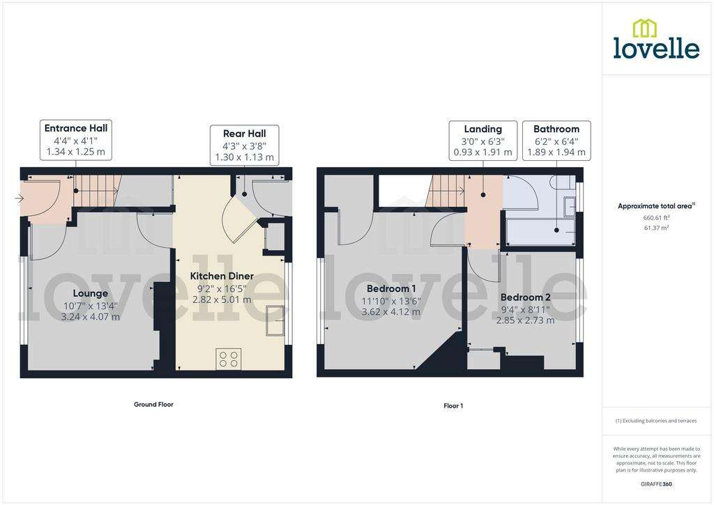 2 bedroom terraced house to rent - floorplan