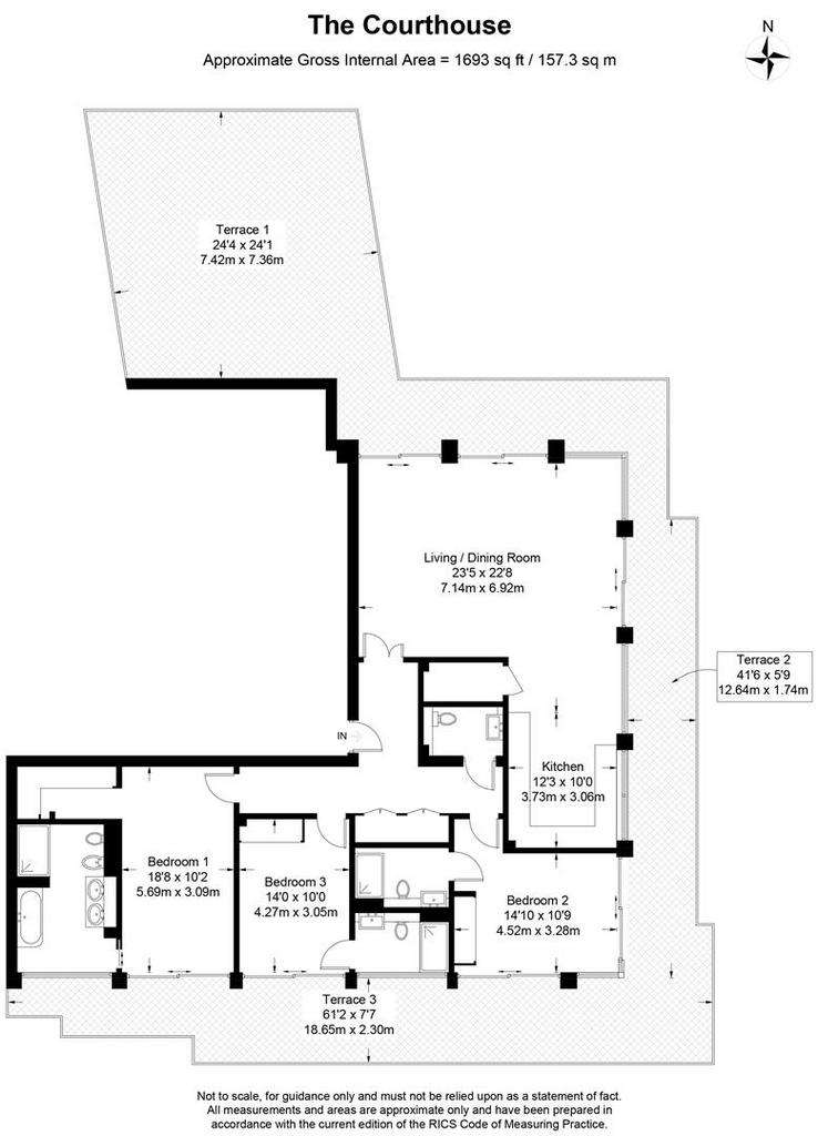 3 bedroom penthouse apartment to rent - floorplan