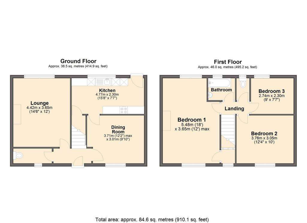 3 bedroom semi-detached house for sale - floorplan