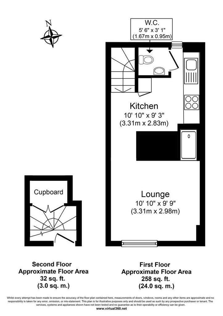 Studio flat to rent - floorplan