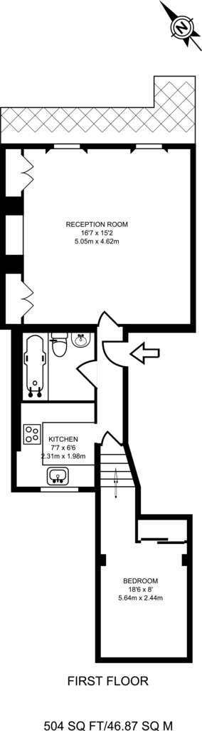 1 bedroom flat to rent - floorplan