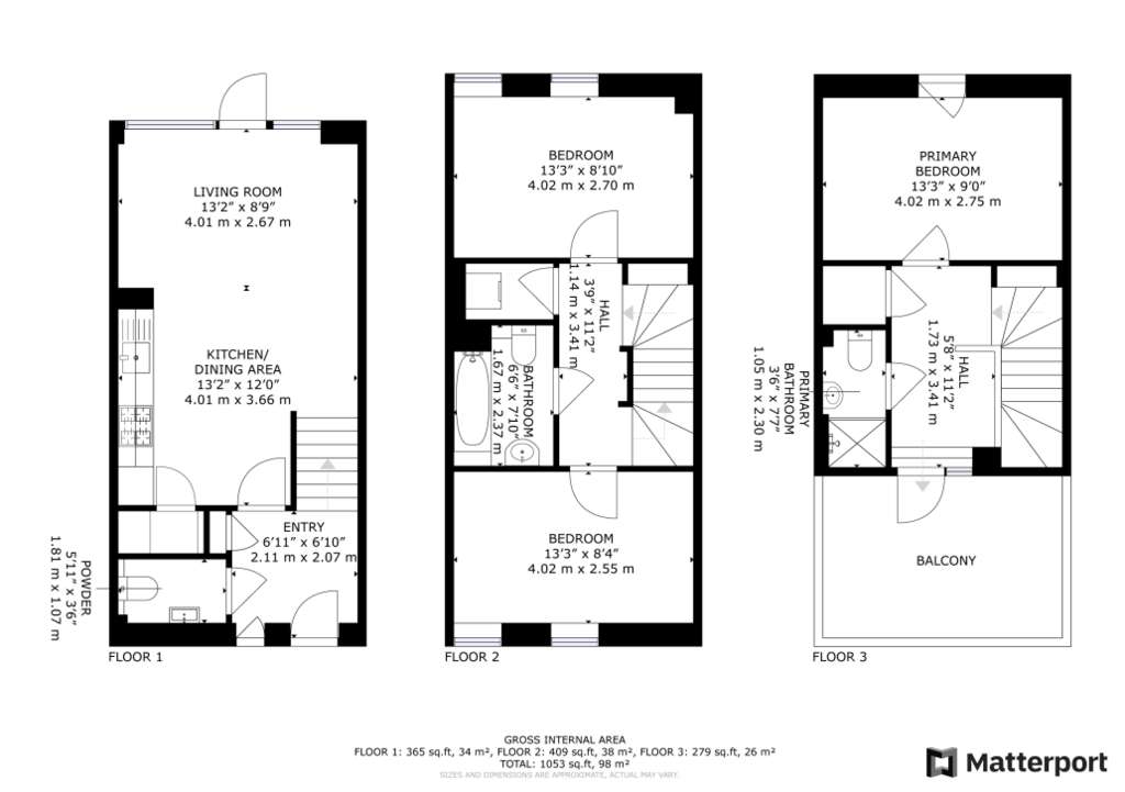 3 bedroom town house for sale - floorplan