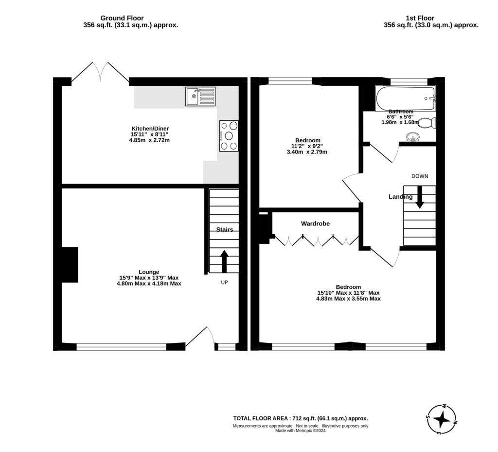 2 bedroom terraced house for sale - floorplan