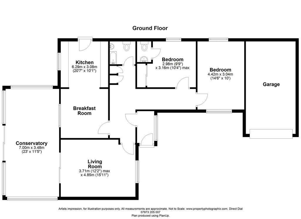 2 bedroom detached bungalow for sale - floorplan