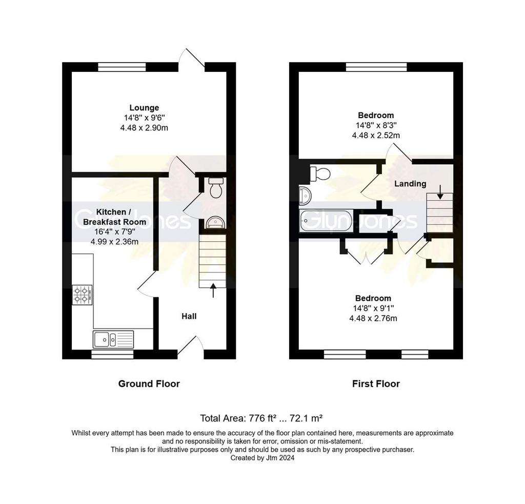 2 bedroom terraced house for sale - floorplan