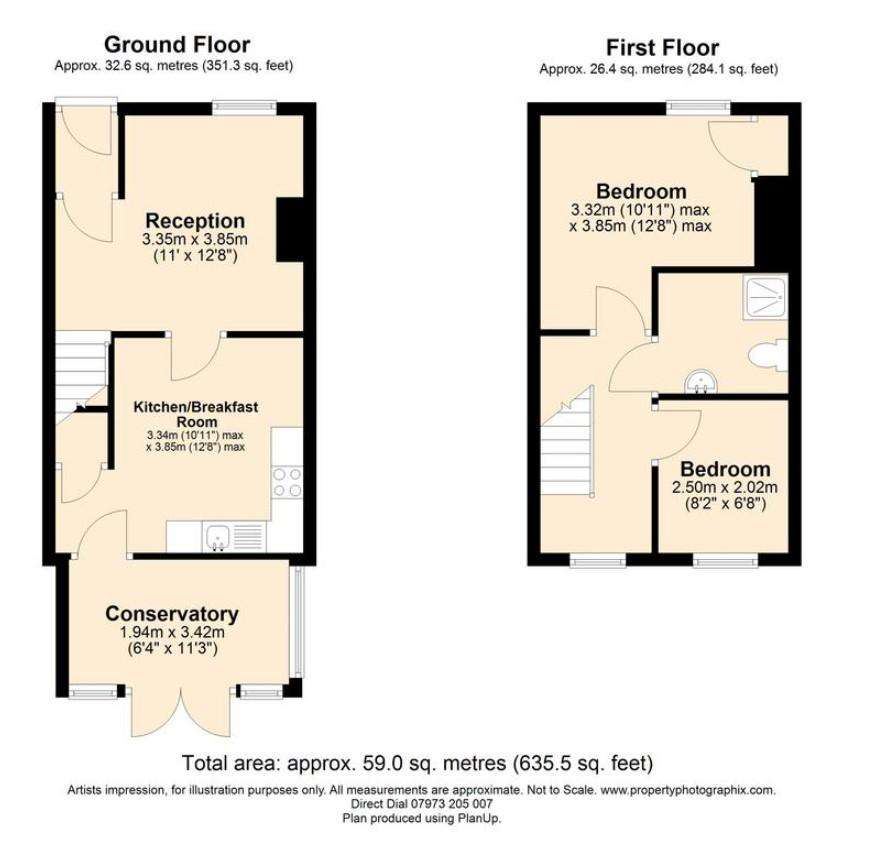 2 bedroom terraced house for sale - floorplan