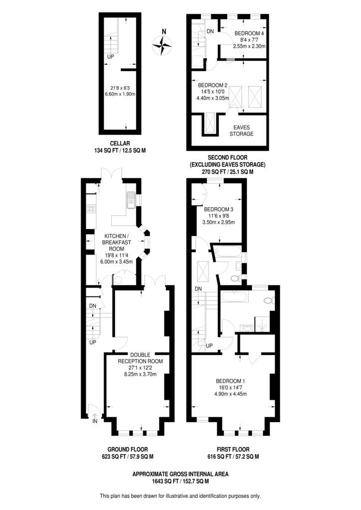 4 bedroom terraced house to rent - floorplan