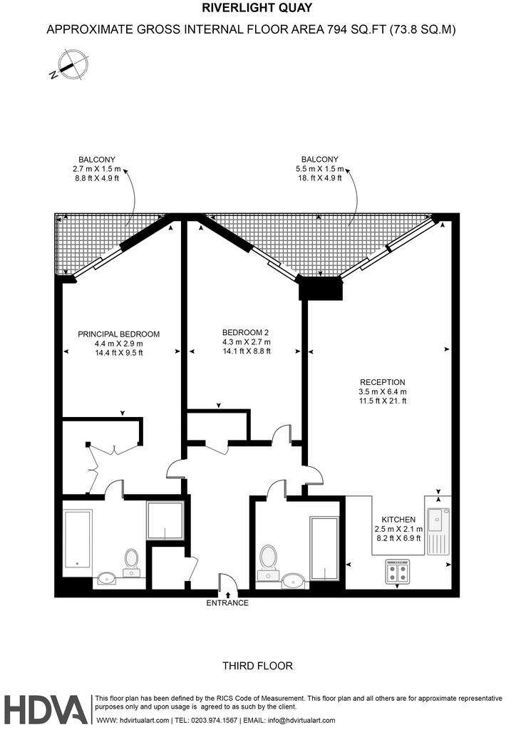 2 bedroom flat to rent - floorplan