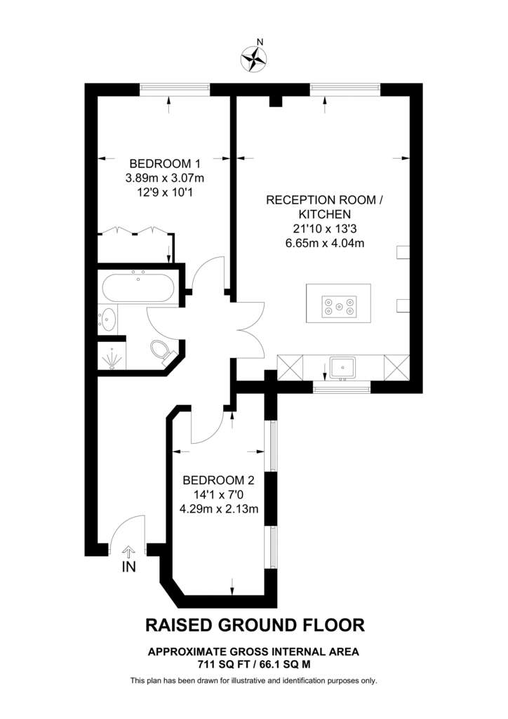 2 bedroom flat to rent - floorplan