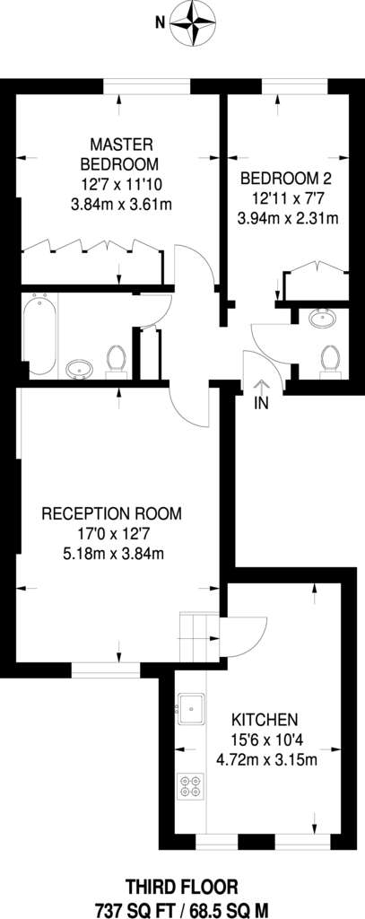 2 bedroom flat to rent - floorplan