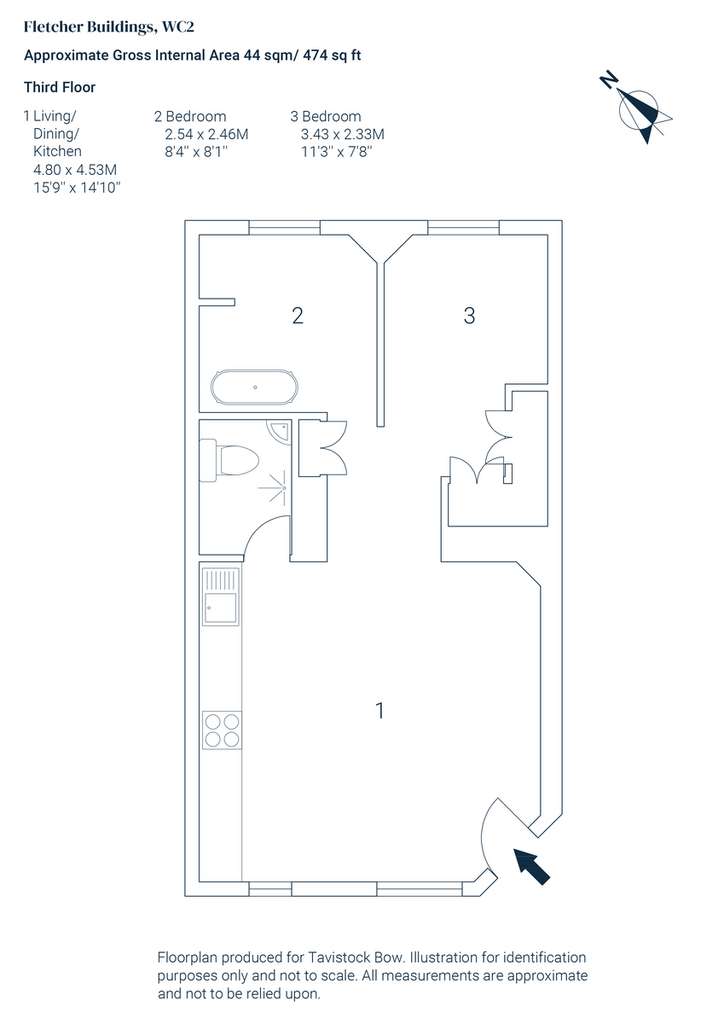 2 bedroom flat to rent - floorplan